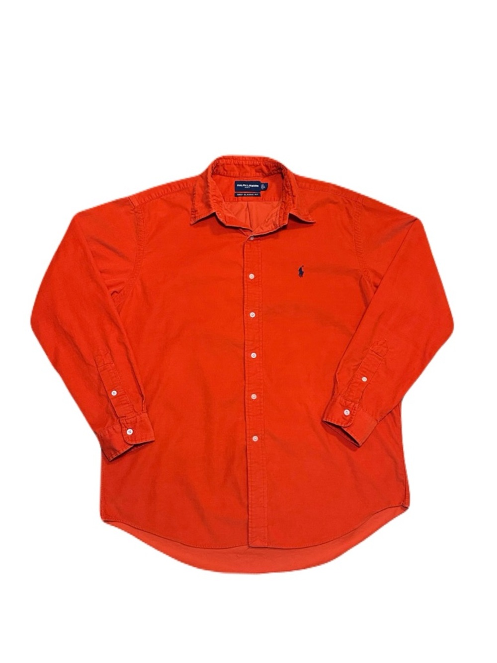VTG Polo Ralph Lauren Golf Corduroy Button Down Shirt Mens Large Orange Pony